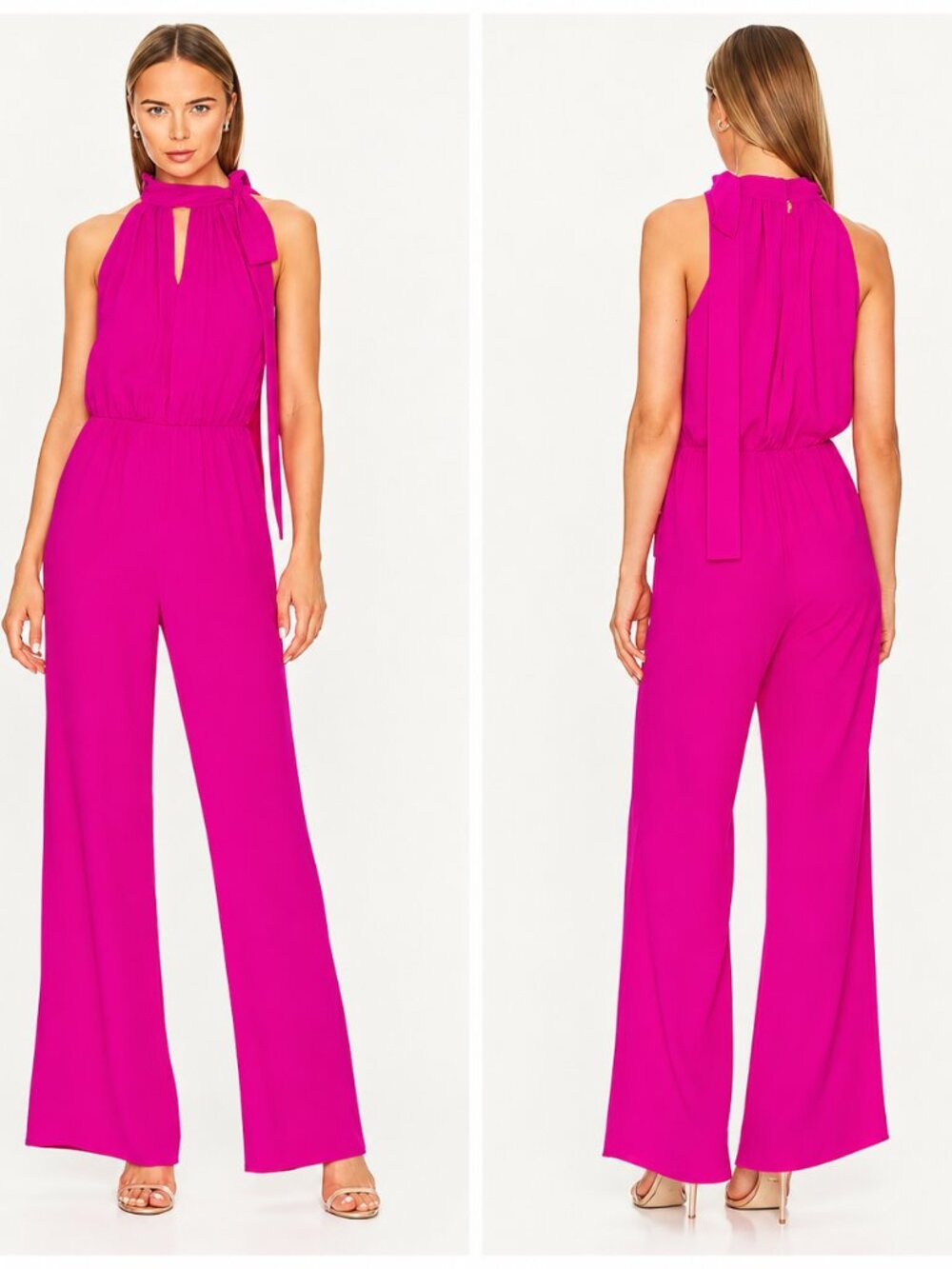NWT Amanda Uprichard Mallory Wide Leg Jumpsuit Hot Pink Size M